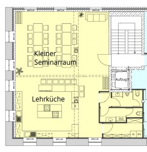 Grundriss kleiner Seminarraum mit angrenzender Küche